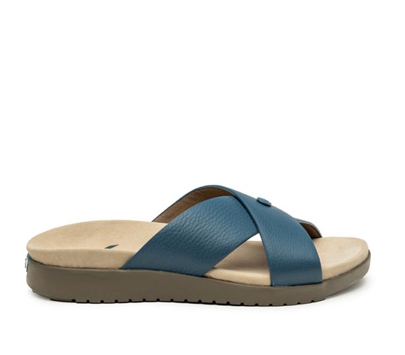 Mineral Blue-Faded Brown Kuru BREEZE Slide Sandal | XHB-538267