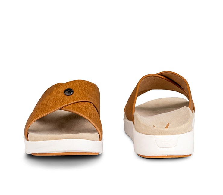 Caramel Brown-White-Gum Kuru BREEZE Slide Sandal | ELM-672859