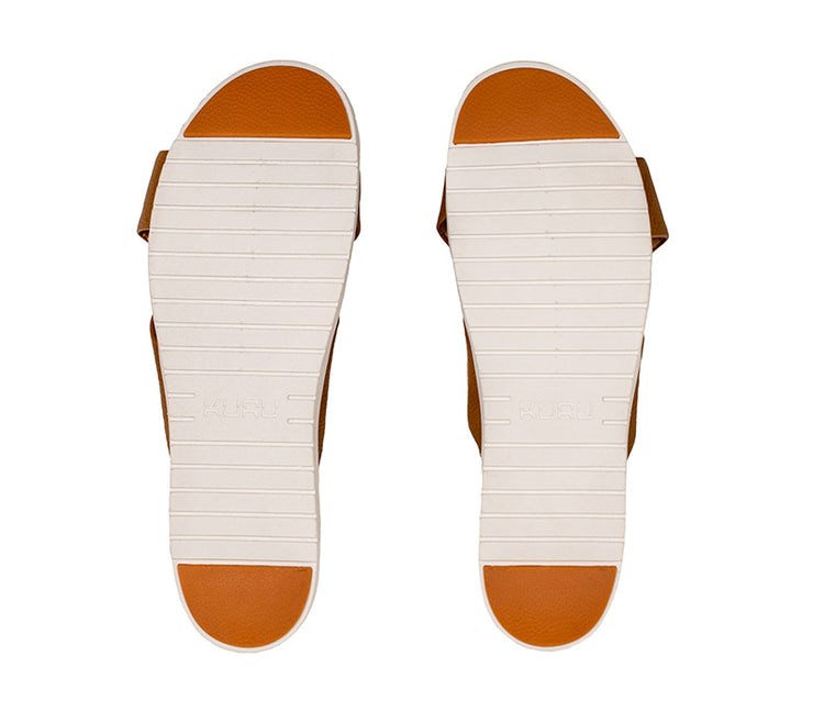 Caramel Brown-White-Gum Kuru BREEZE Slide Sandal | ELM-672859