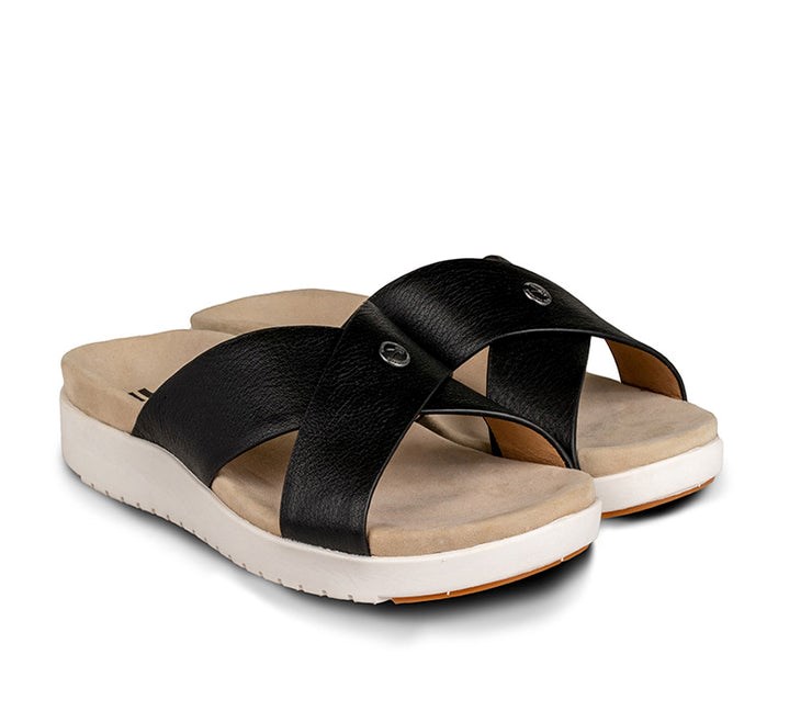 Jet Black-White-Gum Kuru BREEZE Slide Sandal | WNU-368950