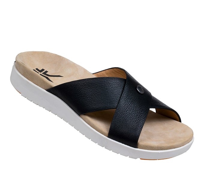 Jet Black-White-Gum Kuru BREEZE Slide Sandal | WNU-368950