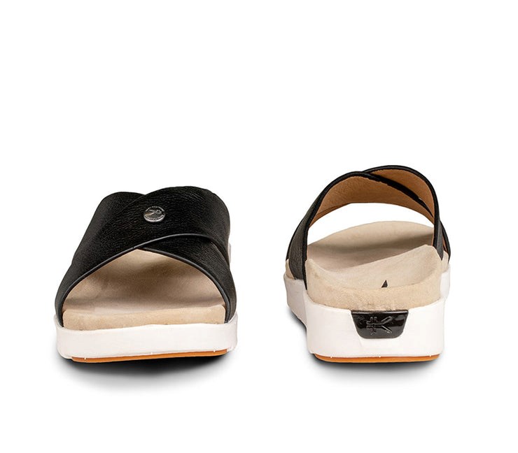 Jet Black-White-Gum Kuru BREEZE Slide Sandal | WNU-368950