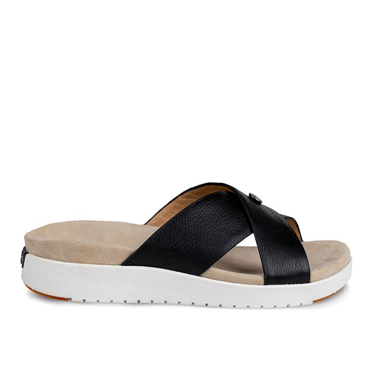 Jet Black-White-Gum Kuru BREEZE Slide Sandal | WNU-368950