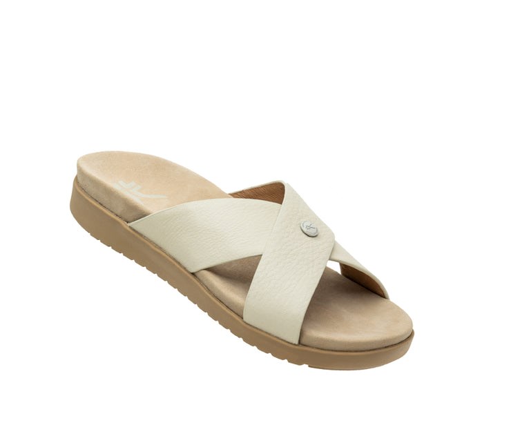 Soft White-Buff Tan Kuru BREEZE Slide Sandal | FLT-816497