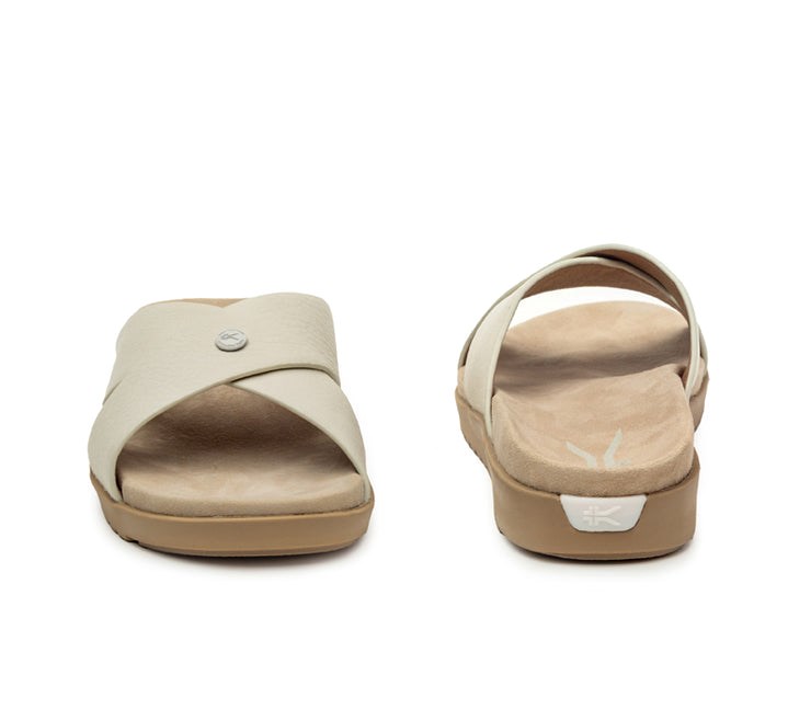 Soft White-Buff Tan Kuru BREEZE Slide Sandal | FLT-816497