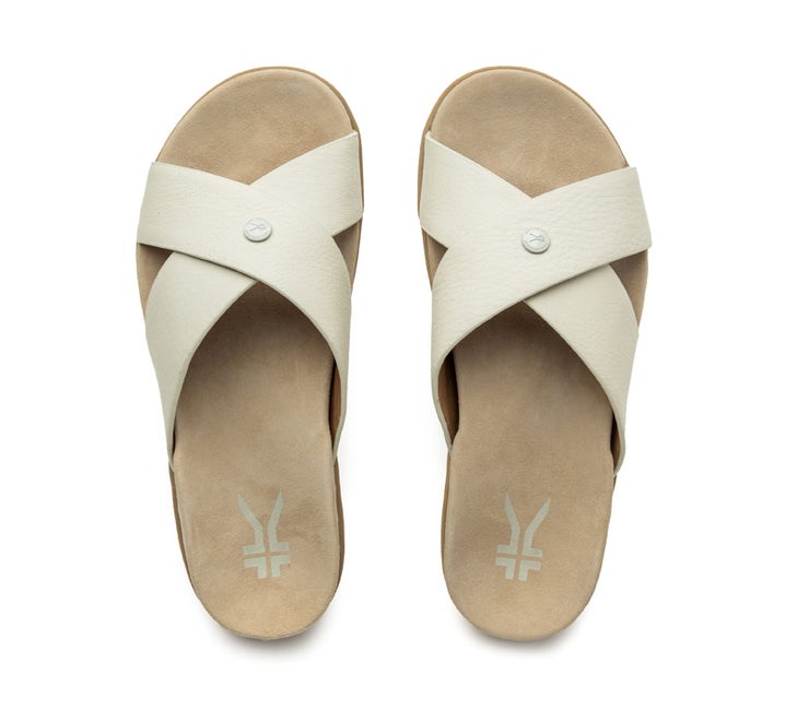 Soft White-Buff Tan Kuru BREEZE Slide Sandal | FLT-816497