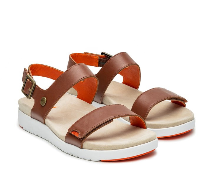 Walnut Brown-Blood Orange Kuru GLIDE Sandal | ELX-475368